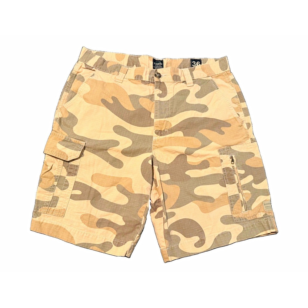 RedHead Men's Camouflage Ripstop Cargo Shorts Flat Front Zip Pockets Y2K